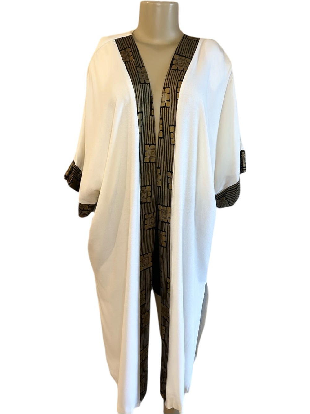 Vintage F.A.D Abstract Gold & Black Lined Duster